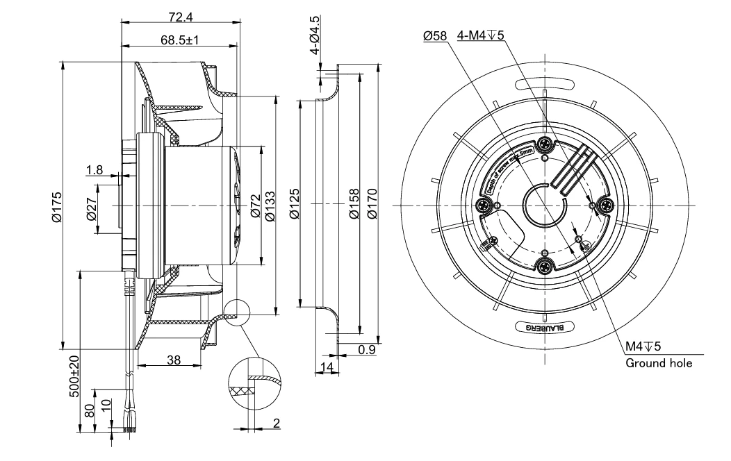 product-1-1 BD-B175B-EC-00 overall dimensions